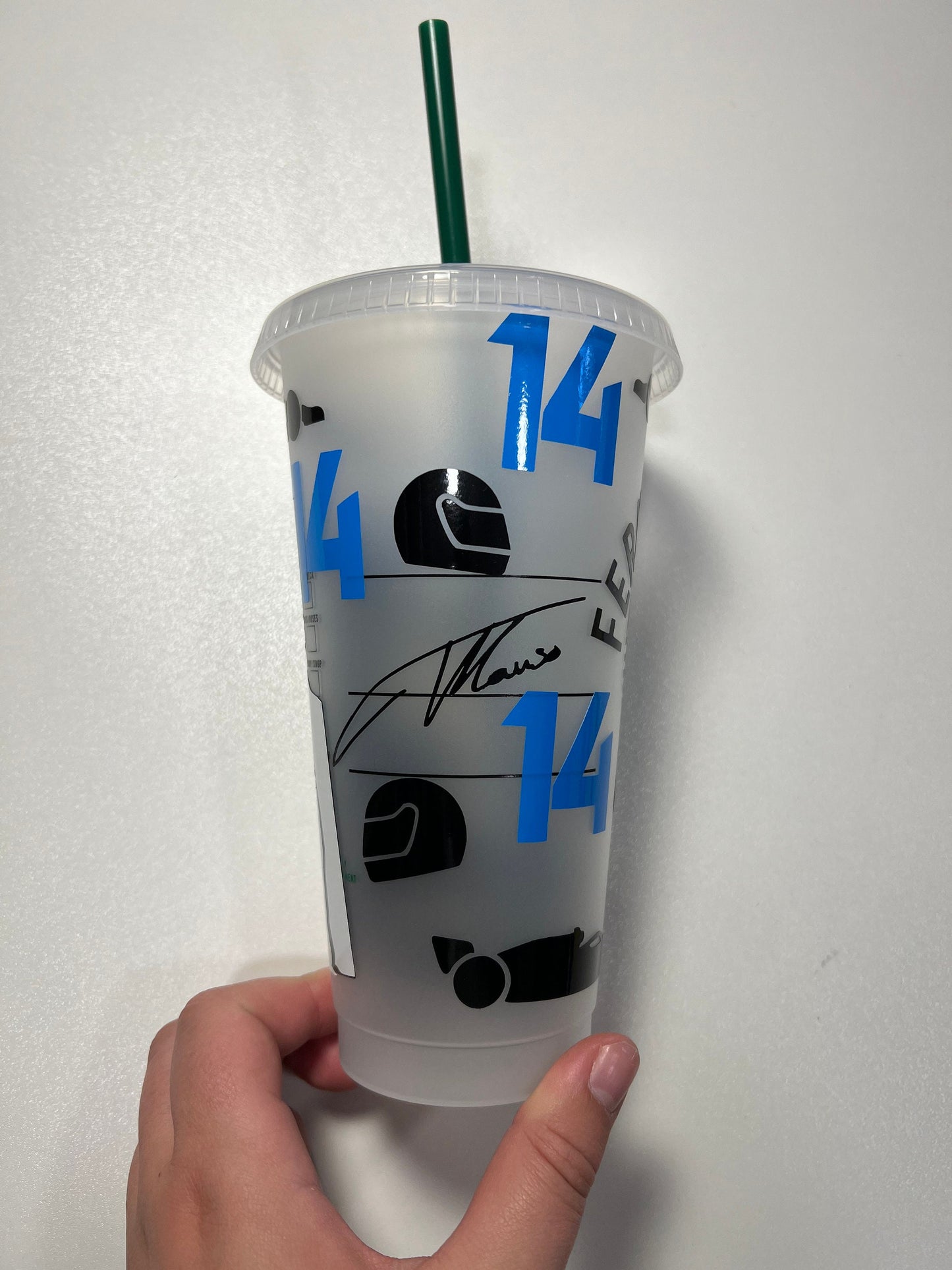 Fernando Alonso 2022 inspired Starbucks tumbler.