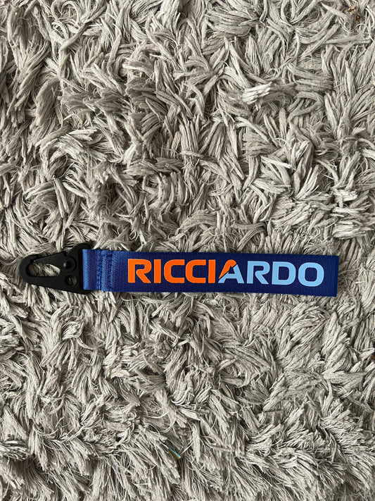 Daniel Ricciardo full name inspired wristlet keychain.