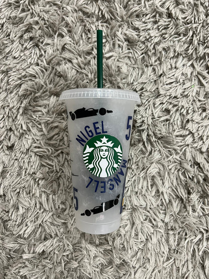 Nigel Mansell inspired Starbucks tumbler