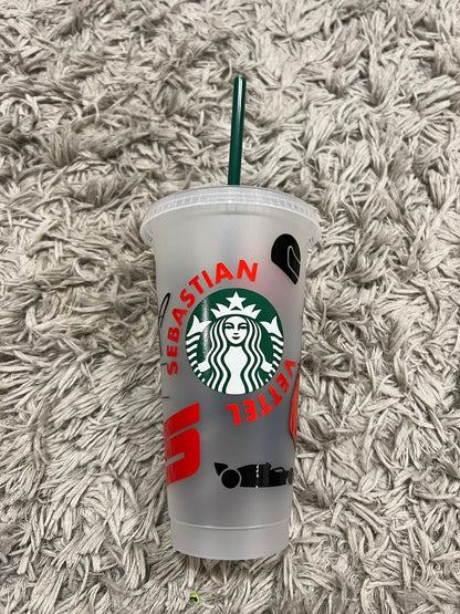 Sebastian vettel 2020 inspired Starbucks tumbler.