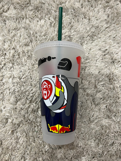 Max verstappen Helmet inspired Starbucks tumbler.