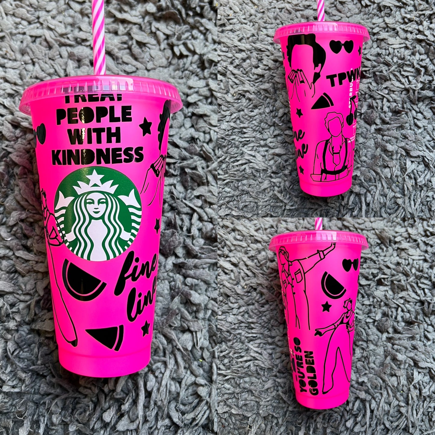 Harry Styles inspired pink Starbuck tumbler