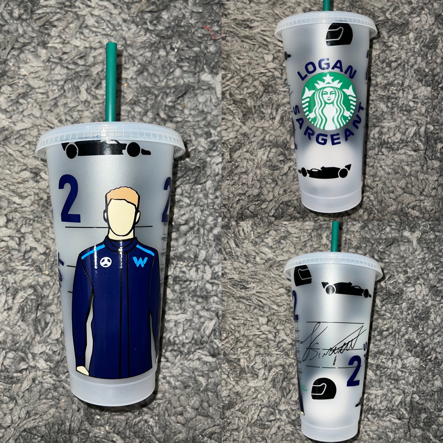 Logan Sargeant 2023 inspired Starbucks tumbler.