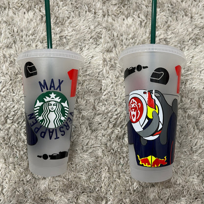 Max verstappen Helmet inspired Starbucks tumbler.